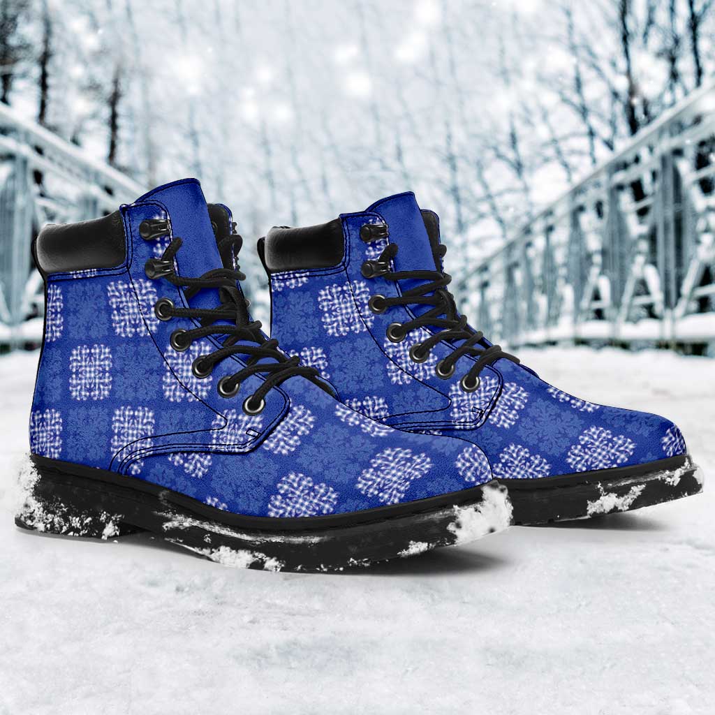 Royal Blue Palaka Quilt Hawaii All Season Boots Traditional Hawaii-plaid Pattern LT14 - Polynesian Pride