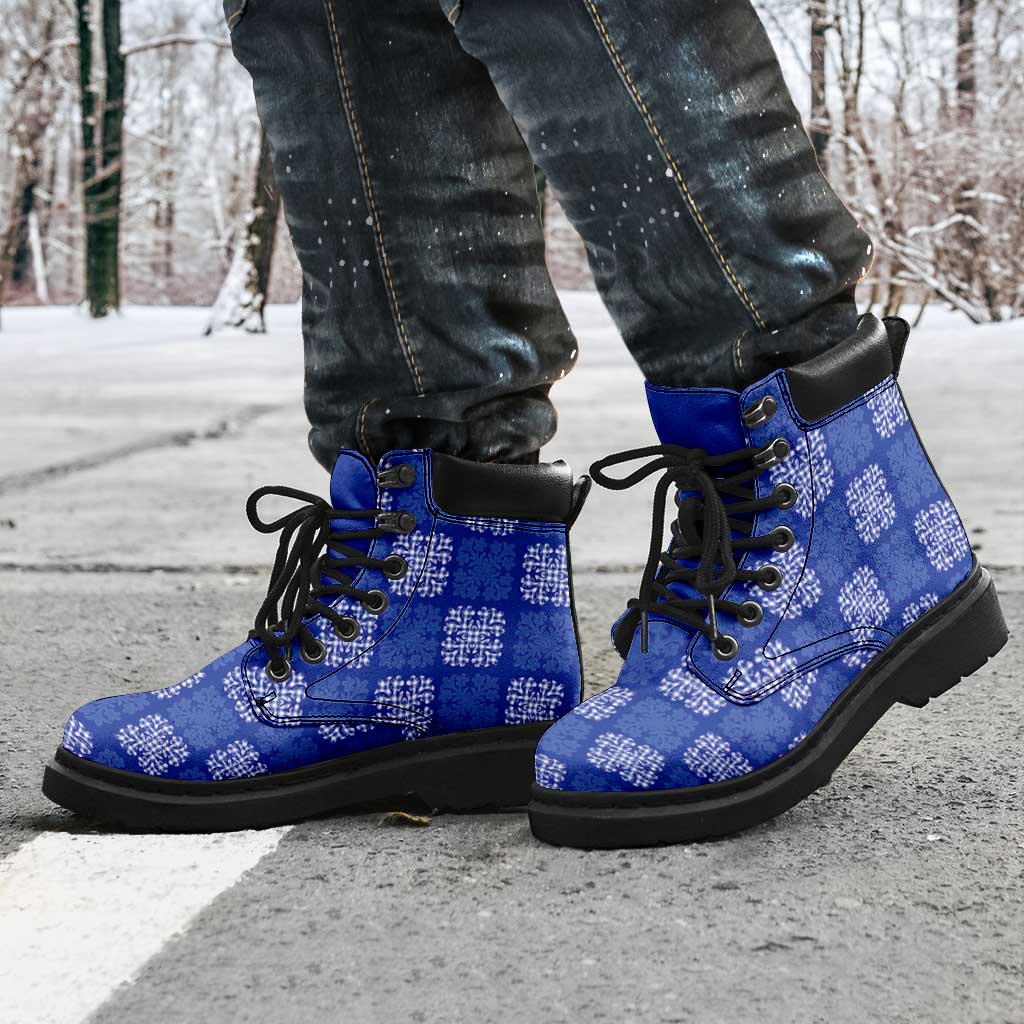 Royal Blue Palaka Quilt Hawaii All Season Boots Traditional Hawaii-plaid Pattern LT14 - Polynesian Pride