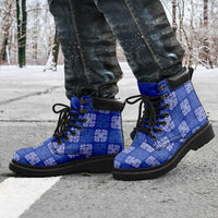 Royal Blue Palaka Quilt Hawaii All Season Boots Traditional Hawaii-plaid Pattern LT14 - Polynesian Pride