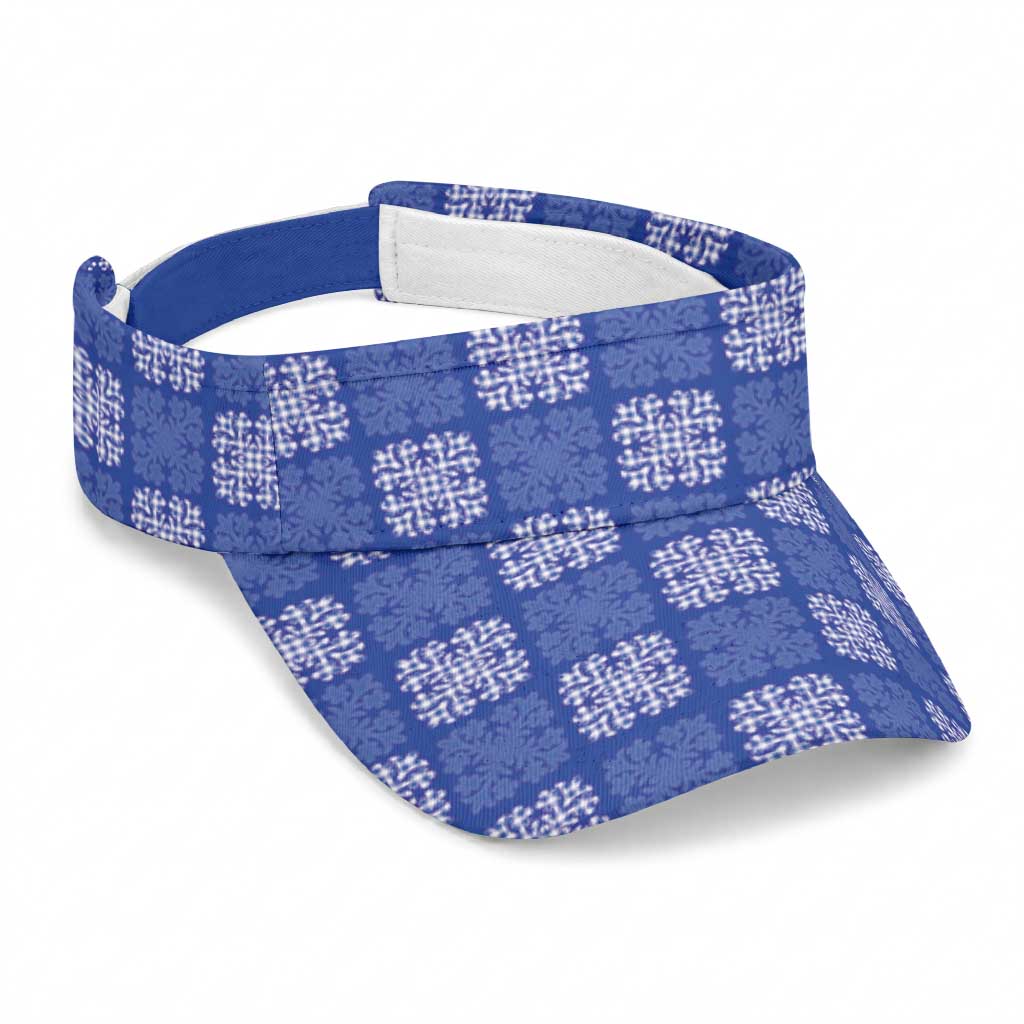 Royal Blue Palaka Quilt Hawaii Sun Visor Cap Traditional Hawaii-plaid Pattern