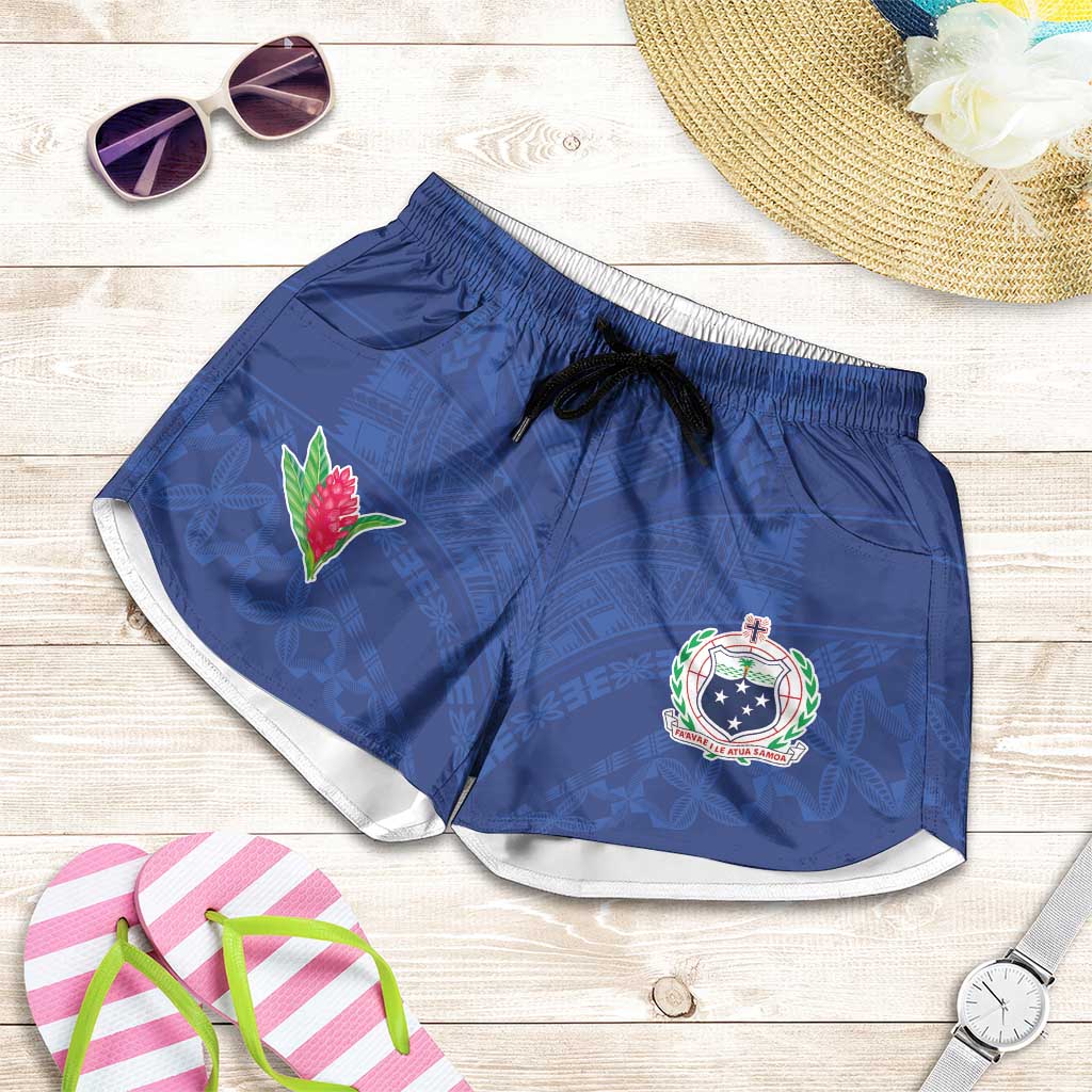 Samoa Rugby Shorts for Women Tatau Tribal Motifs Sporty Style - Polynesian Pride