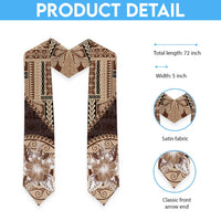 Samoa Siapo Elegant Graduation Stole Hibiscus Chocolate Brown Motifs