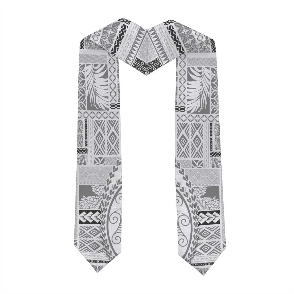 Samoa Siapo Elegant Graduation Stole Hibiscus White Motifs
