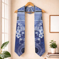 Samoa Siapo Pattern With Navy Hibiscus Graduation Stole