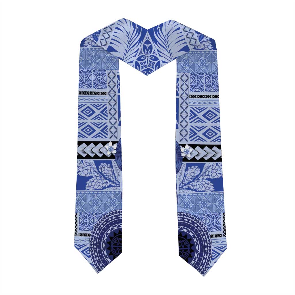 Samoa Siapo Pattern With Navy Hibiscus Graduation Stole