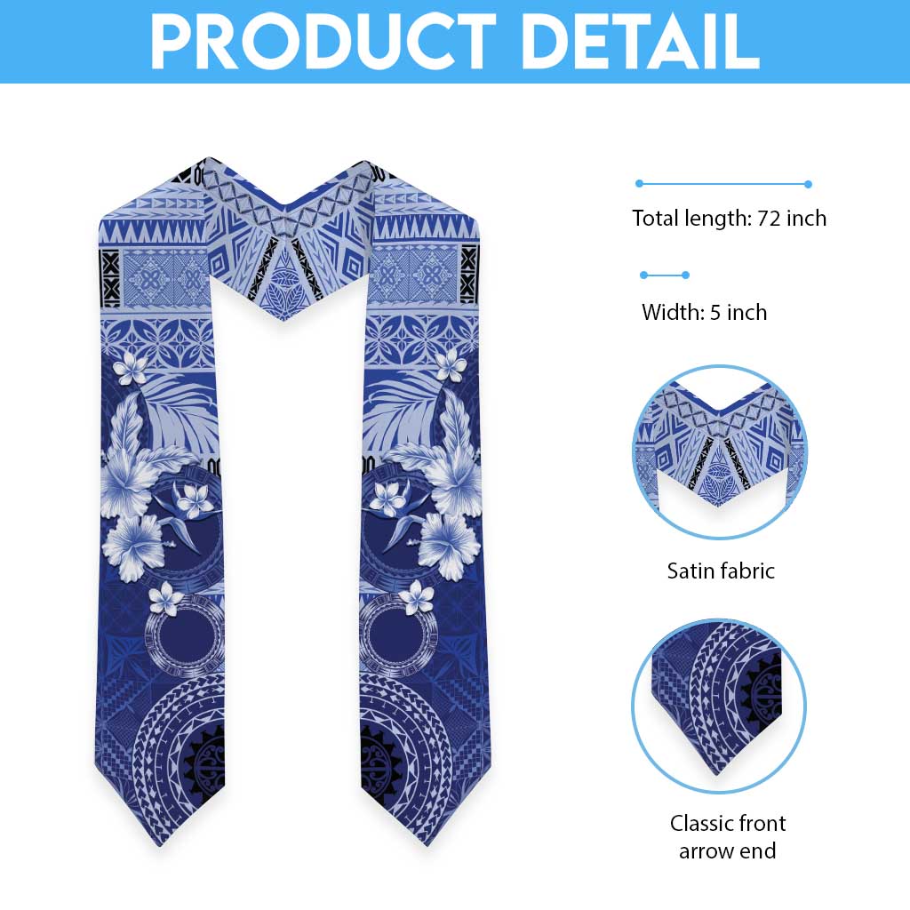 Samoa Siapo Pattern With Navy Hibiscus Graduation Stole