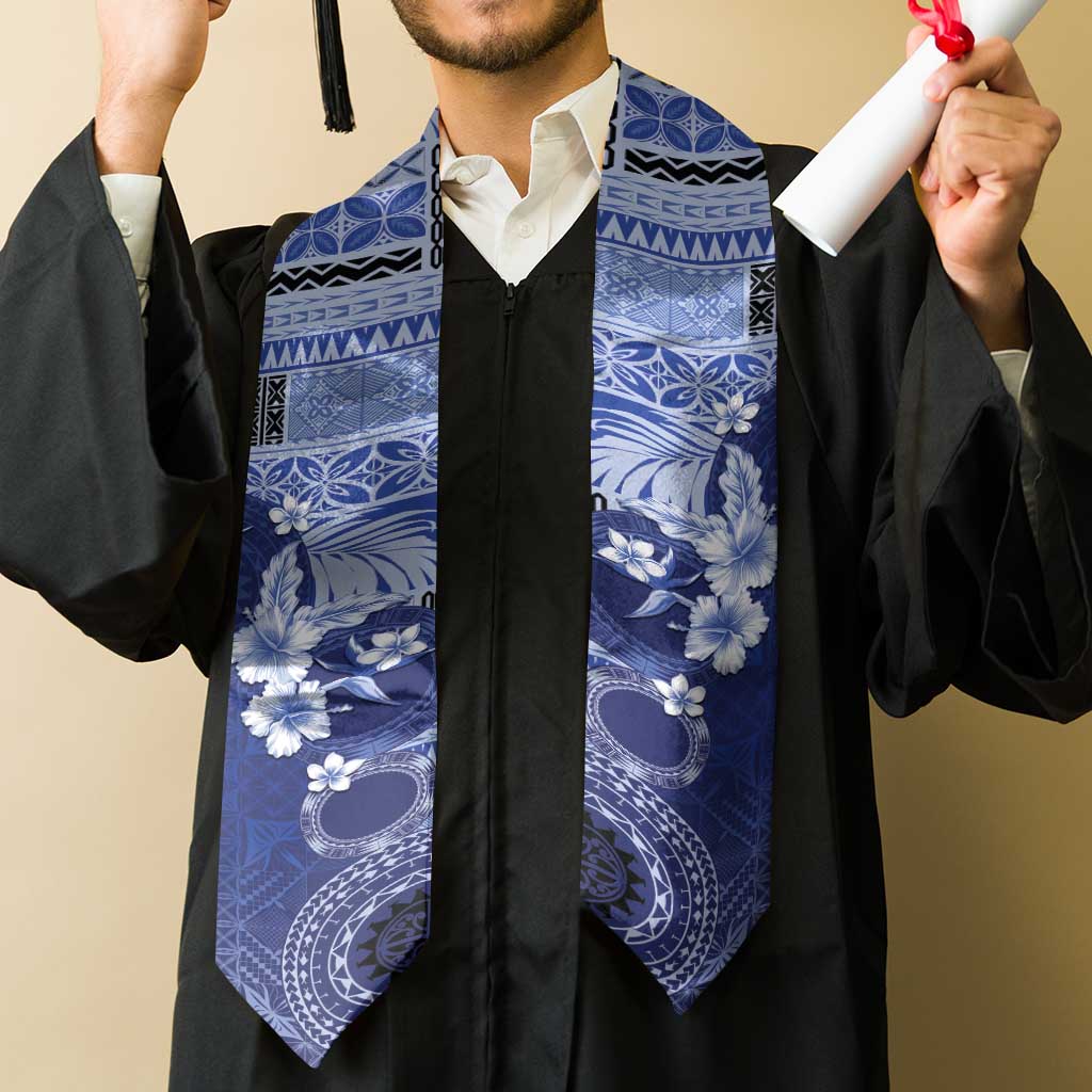 Samoa Siapo Pattern With Navy Hibiscus Graduation Stole