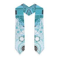 Samoa Siapo Pattern With Teal Hibiscus Graduation Stole