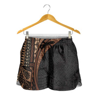 Samoa Siapo Tapa Pattern Half Style Shorts for Women Black Color - Polynesian Pride