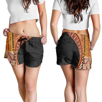 Samoa Siapo Tapa Pattern Half Style Shorts for Women Yellow Color - Polynesian Pride