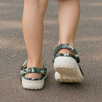 Samoa Siapo Tribal Pattern Clogs Shoes Forest Green Polynesian Plumeria Tapa Motif