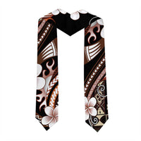 Samoa Siapo Tribal Pattern Graduation Stole Brown Polynesian Plumeria Tapa Motif