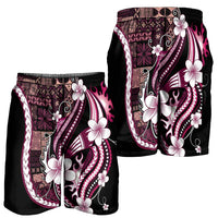 Samoa Siapo Tribal Pattern Shorts for Men Violet Polynesian Plumeria Tapa Motif