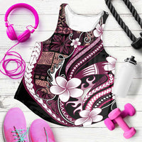 Samoa Siapo Tribal Pattern Women Racerback Tank Violet Polynesian Plumeria Tapa Motif