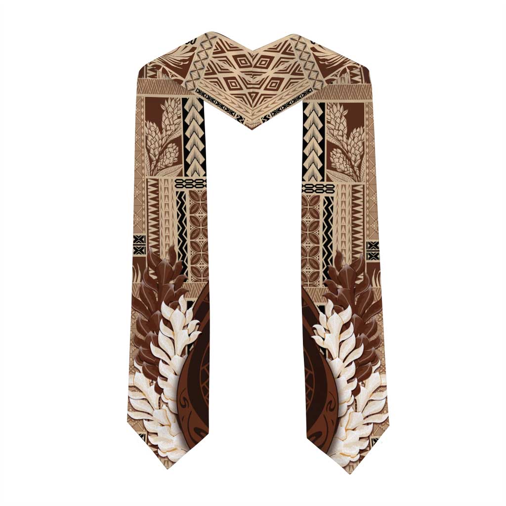 Samoa Teuila Graduation Stole Samoan Siapo Pattern Brown Version