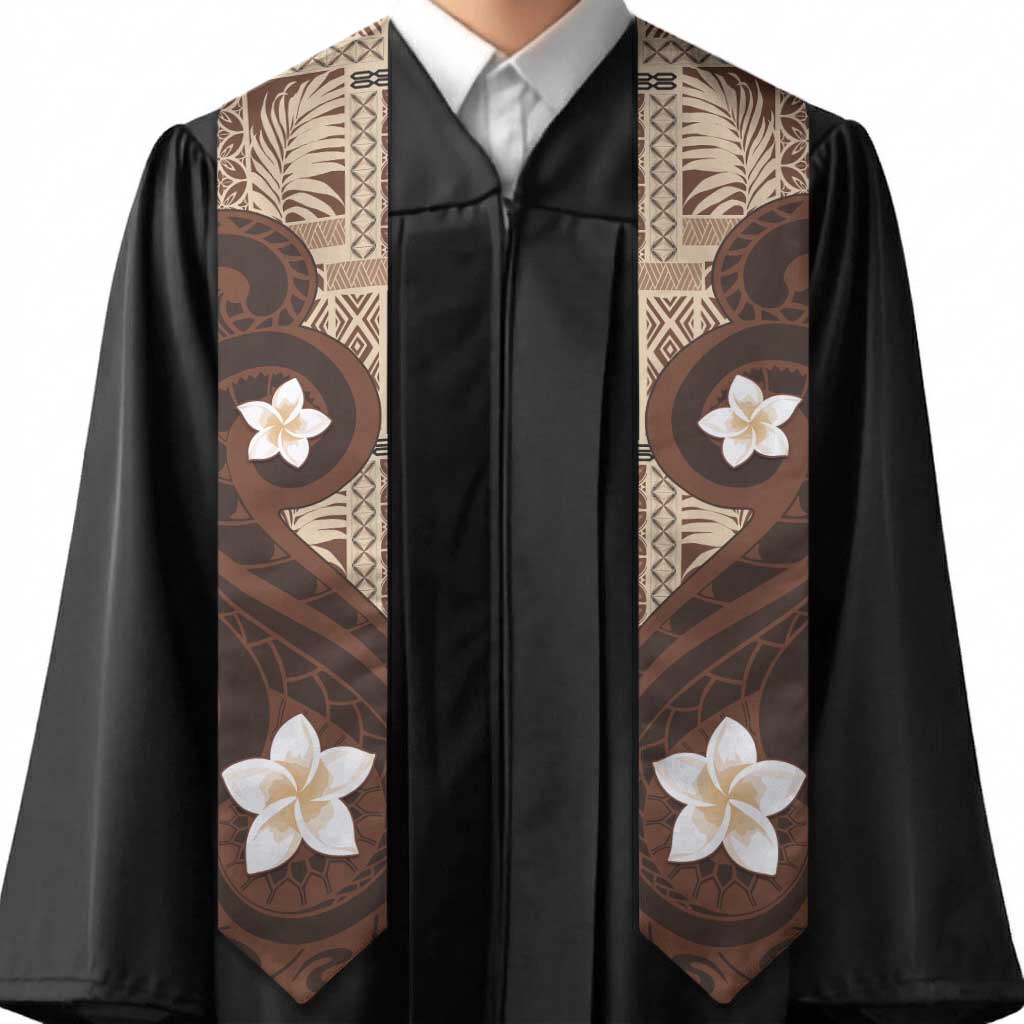 Samoa Teuila Graduation Stole Samoan Siapo Pattern Brown Version