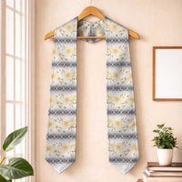 Samoa White Sunday Graduation Stole Samoan Tapa Yellow Hibiscus