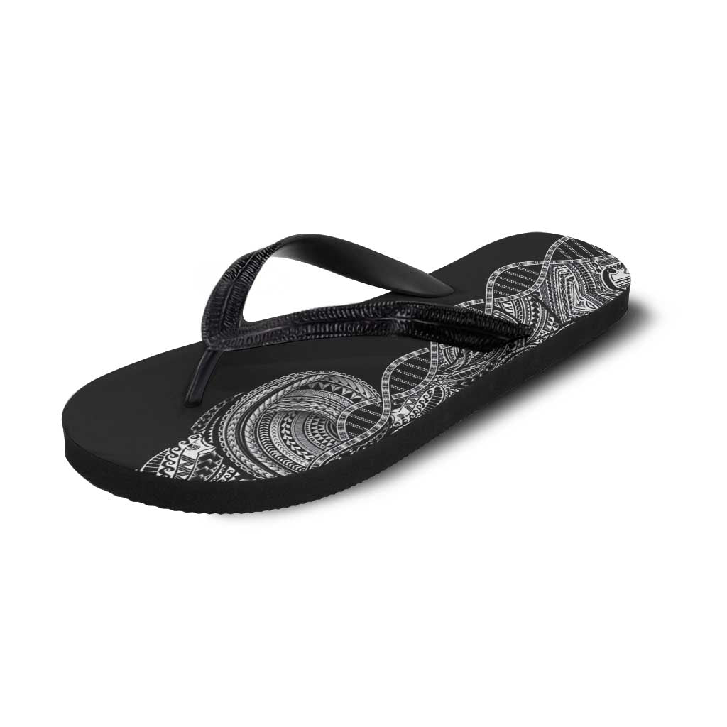 Samoan DNA Art Tattoo Flip Flops Polynesian Pattern Black Color