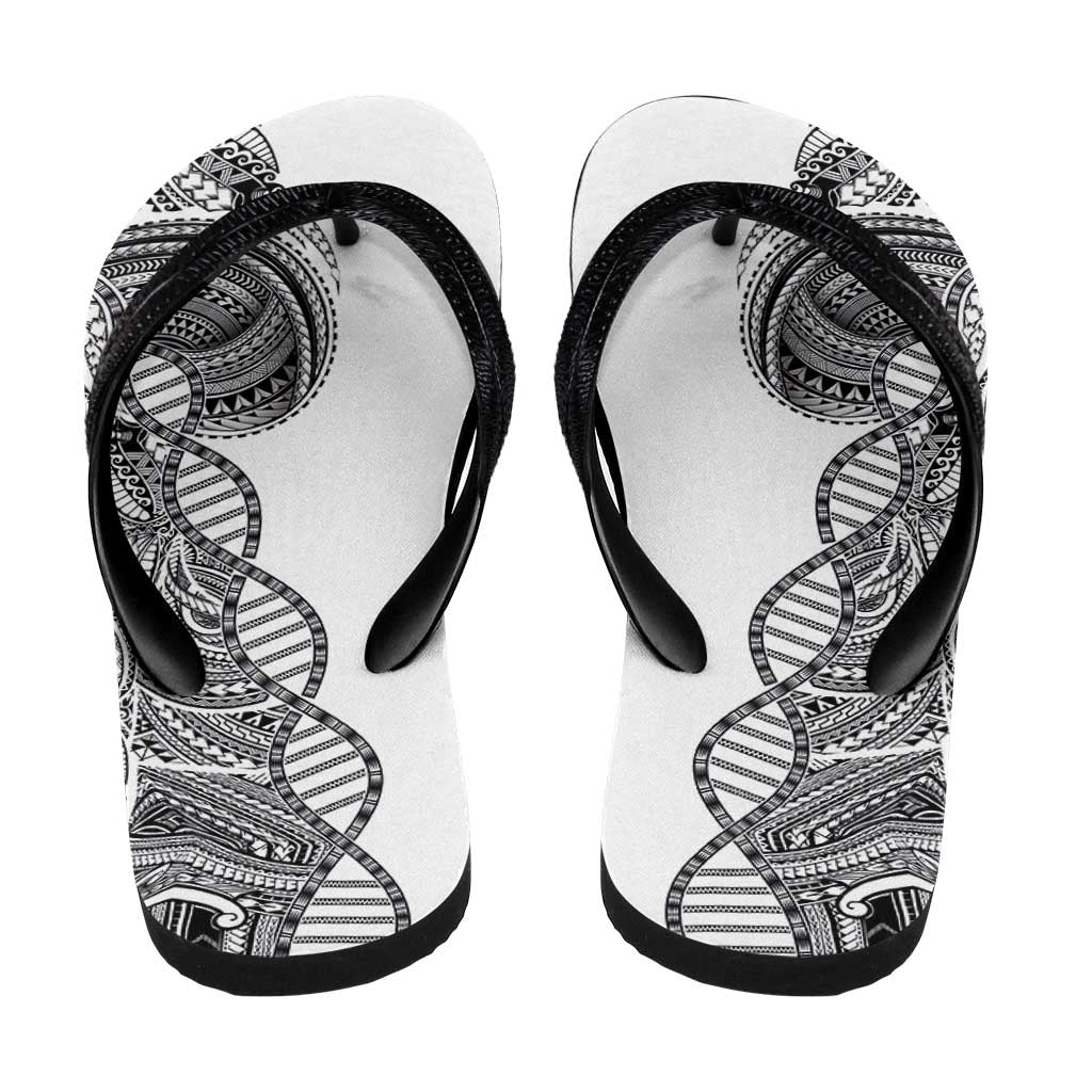 Samoan DNA Art Tattoo Flip Flops Polynesian Pattern White Color