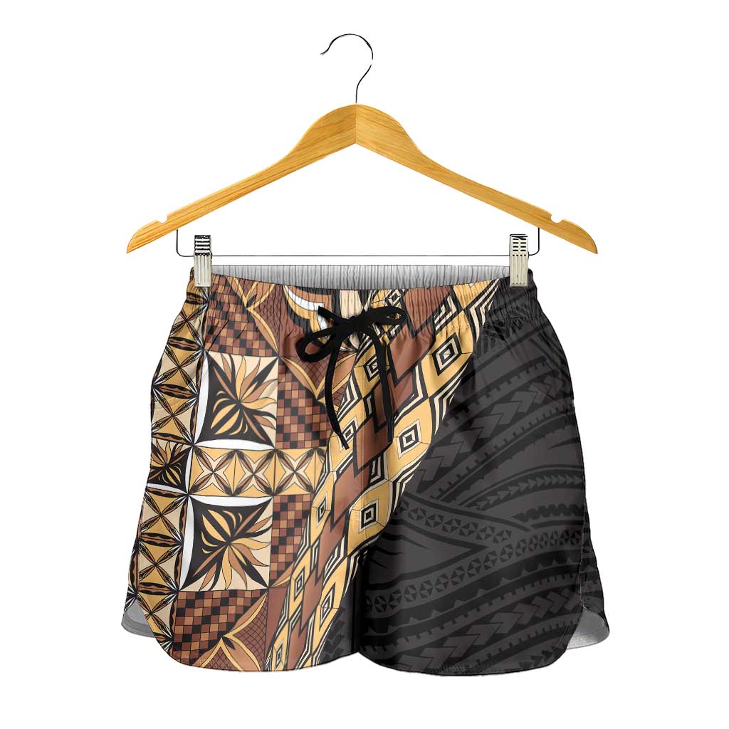 Samoan Siapo Shorts for Women Tatau Pattern Half Style Retro Mode - Polynesian Pride