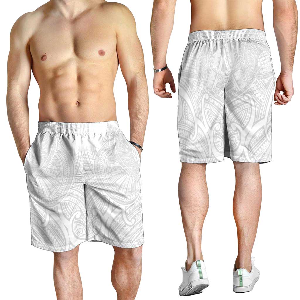 Samoan Traditional Art Tattoos Shorts for Men Tatau Roman Reigns White Color - Polynesian Pride