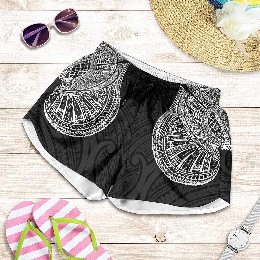 Samoan Traditional Art Tattoos Shorts for Women Tatau Roman Reigns Black Color - Polynesian Pride