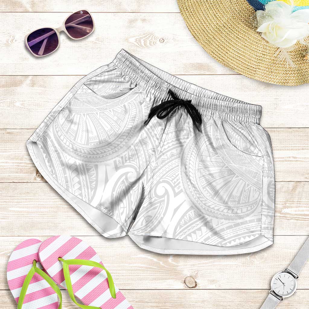 Samoan Traditional Art Tattoos Shorts for Women Tatau Roman Reigns White Color LT03 White - Polynesian Pride