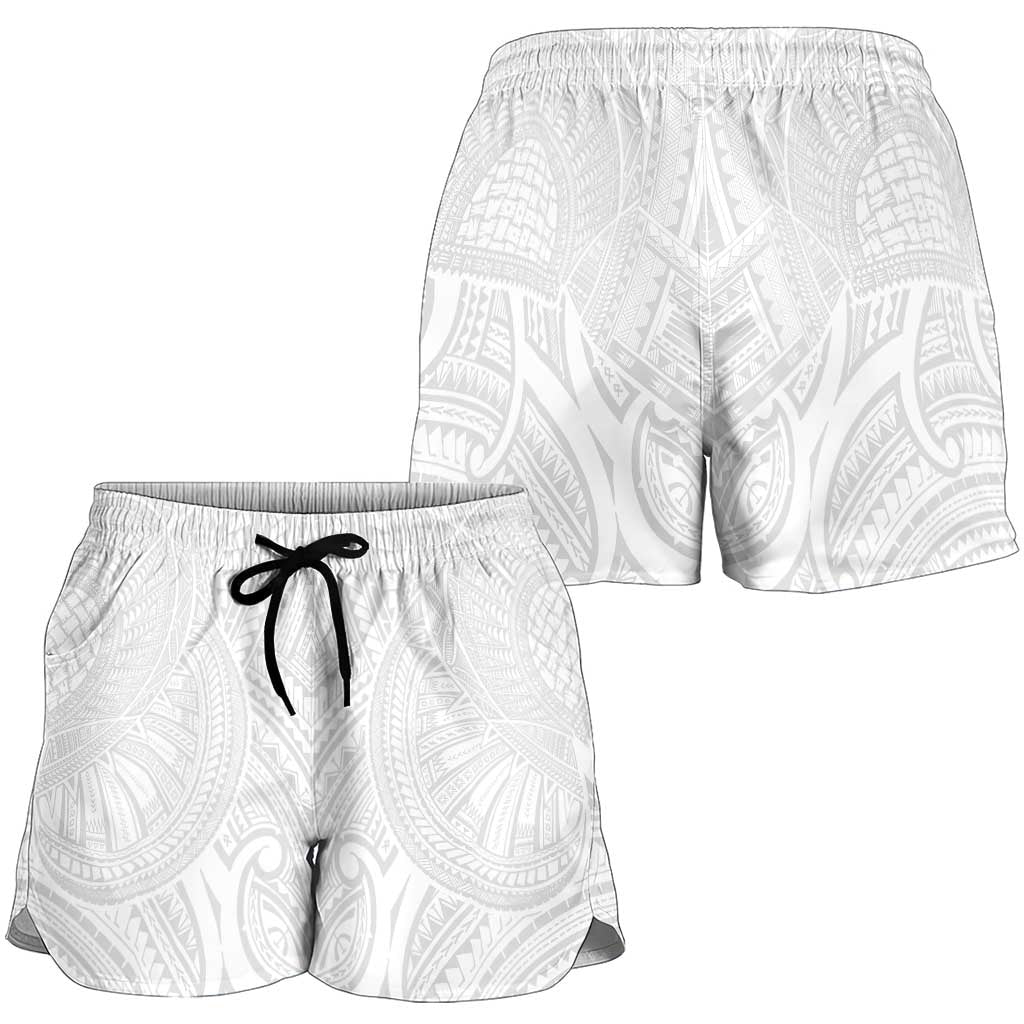 Samoan Traditional Art Tattoos Shorts for Women Tatau Roman Reigns White Color LT03 - Polynesian Pride