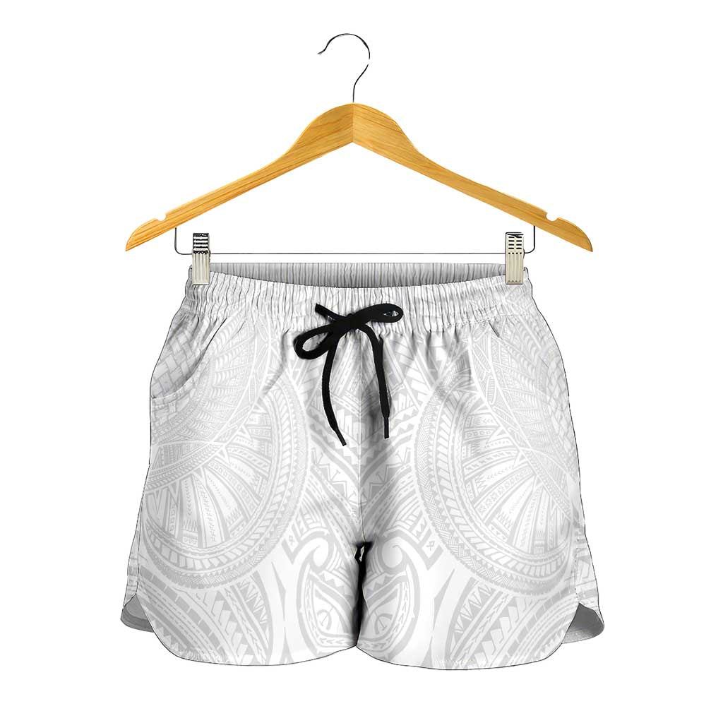 Samoan Traditional Art Tattoos Shorts for Women Tatau Roman Reigns White Color LT03 - Polynesian Pride