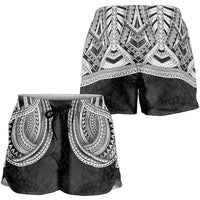 Samoan Traditional Art Tattoos Shorts for Women Tatau Tribal Motifs with Ula Fala Black LT03 - Polynesian Pride