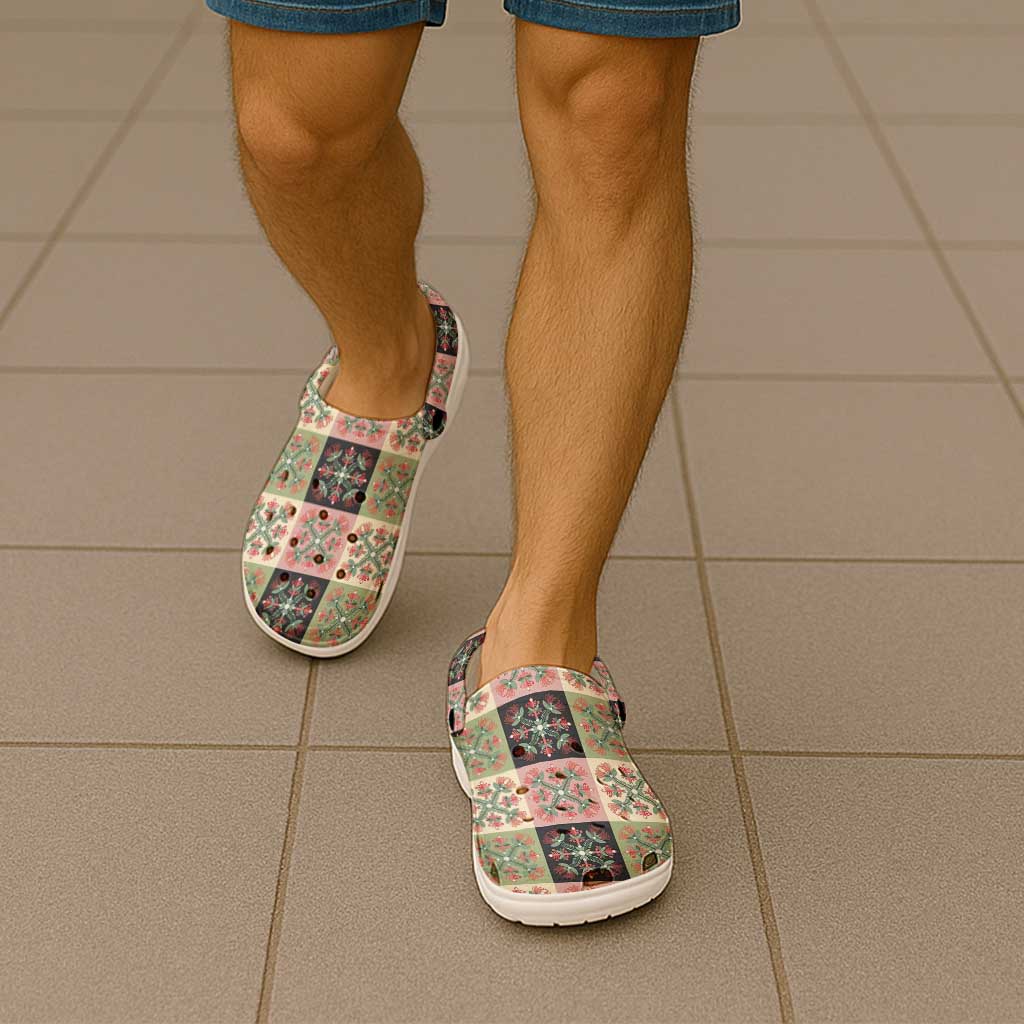 Seamless Pattern Pikake Lei Clogs Shoes Floral Squares Pikake - Polynesian Pride