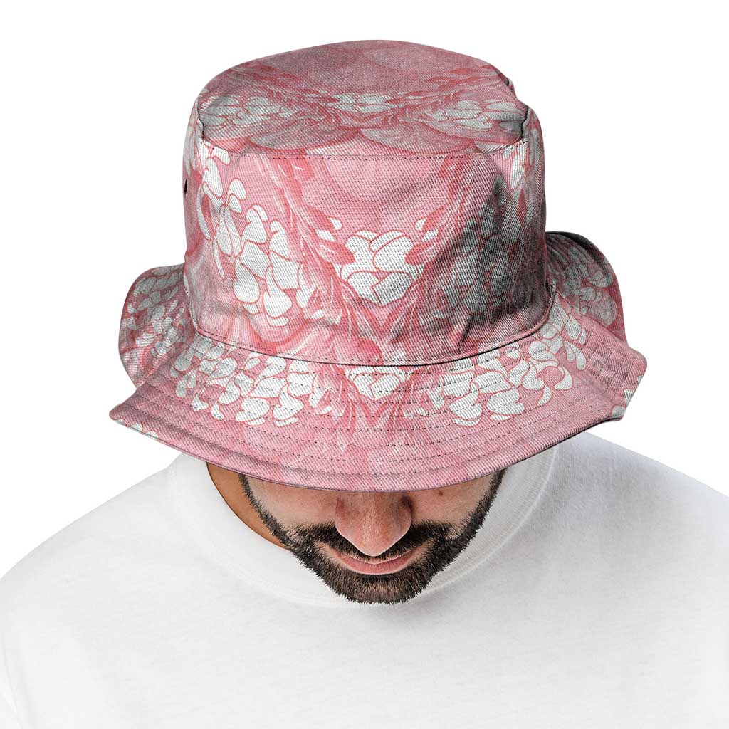 Soft Pink Mermaid Puakenikeni Maile Lei Bucket Hat