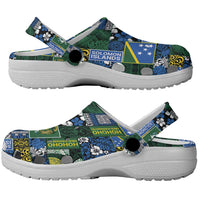 Solomon Islands Meri Kirihimete Clogs Shoes Pacific Patchwork Xmas Vibes - Polynesian Pride