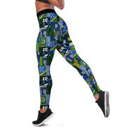 Solomon Islands Meri Kirihimete Leggings Pacific Patchwork Xmas Vibes - Polynesian Pride