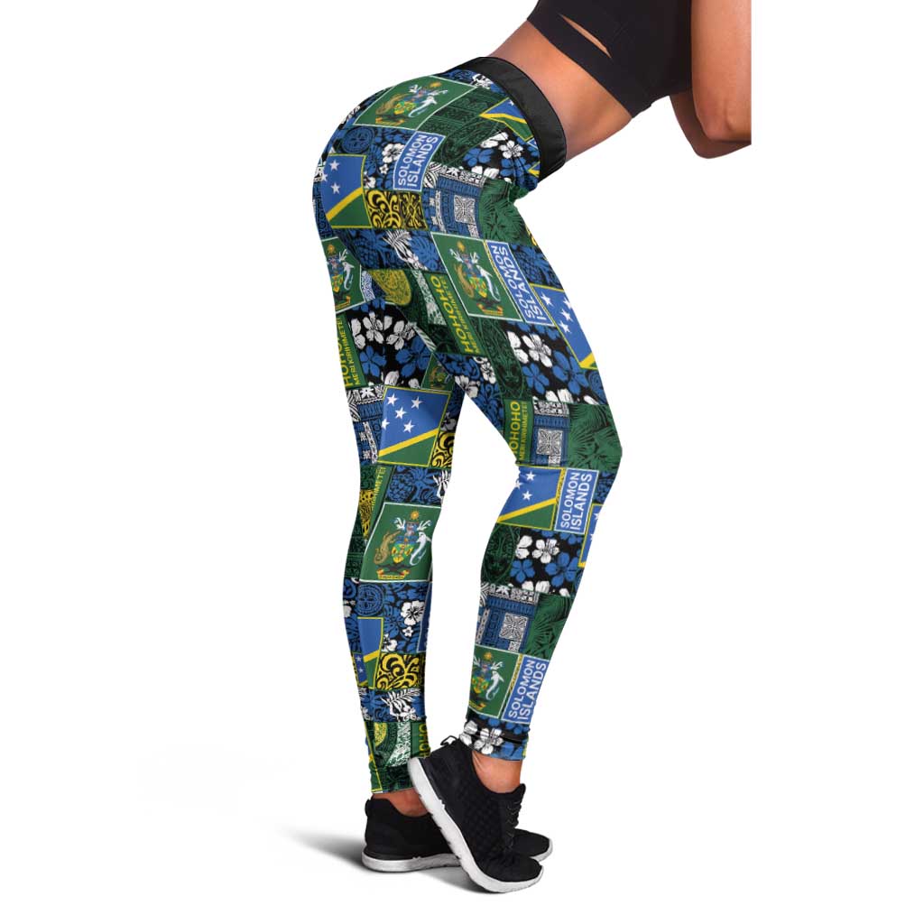 Solomon Islands Meri Kirihimete Leggings Pacific Patchwork Xmas Vibes - Polynesian Pride