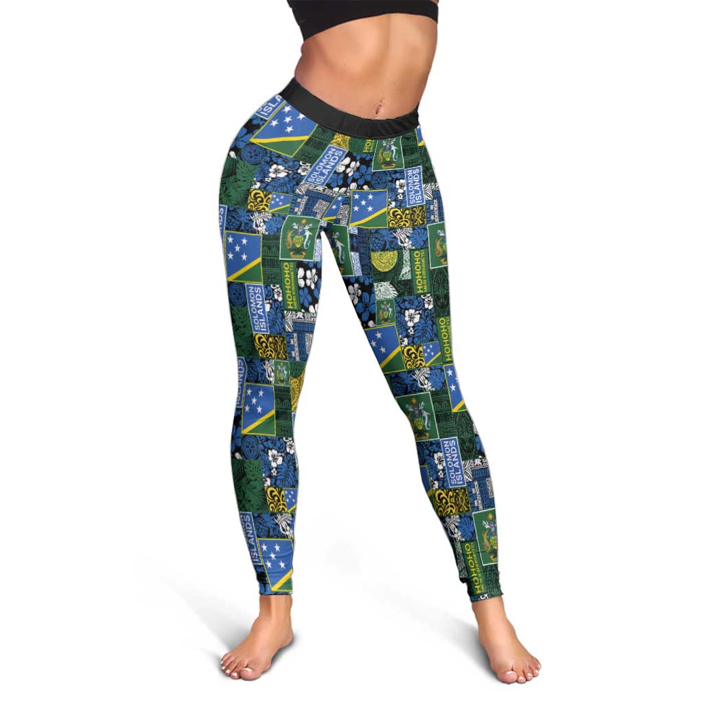 Solomon Islands Meri Kirihimete Leggings Pacific Patchwork Xmas Vibes - Polynesian Pride