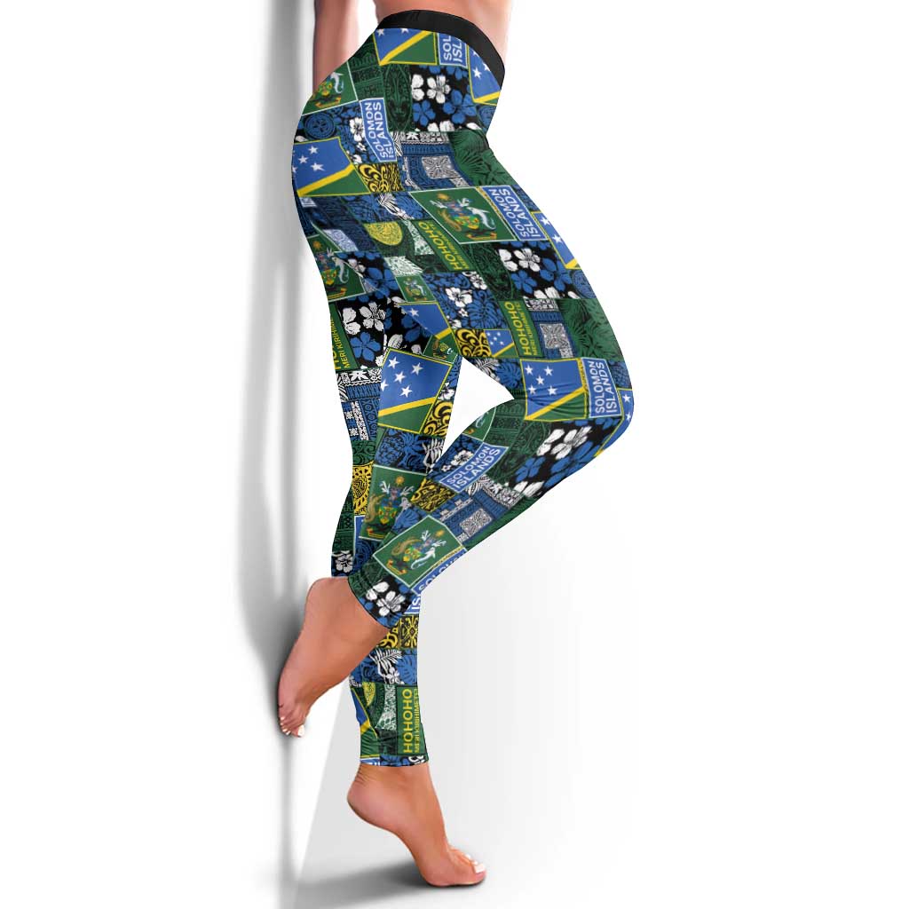 Solomon Islands Meri Kirihimete Leggings Pacific Patchwork Xmas Vibes - Polynesian Pride
