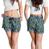 Solomon Islands Meri Kirihimete Shorts for Women Pacific Patchwork Xmas Vibes - Polynesian Pride