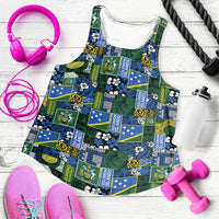 Solomon Islands Meri Kirihimete Women Racerback Tank Pacific Patchwork Xmas Vibes - Polynesian Pride