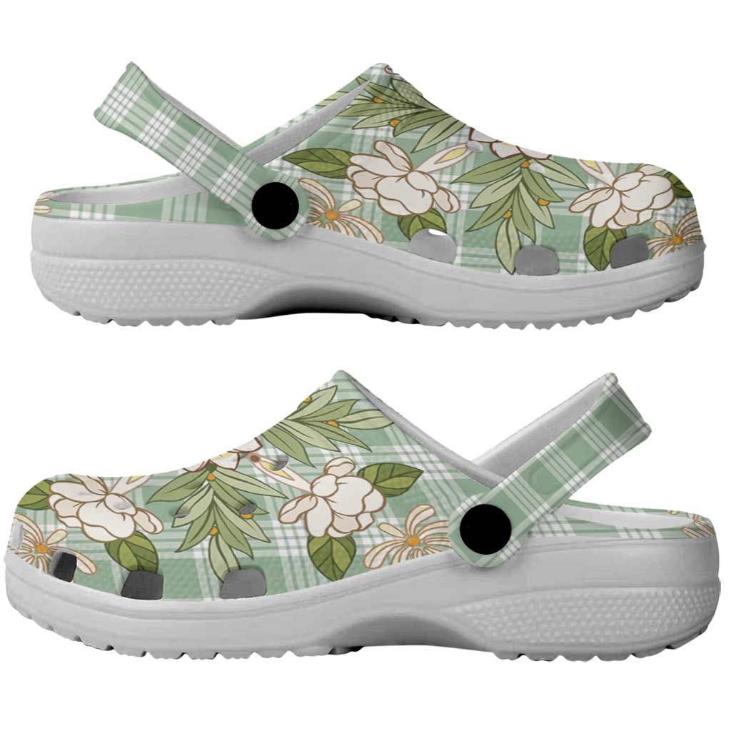 Squares Maile Leaf Clogs Shoes Turquoise Palaka Hawaiian Quilt Pattern - Polynesian Pride