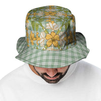 Squares Puakenikeni and Kalo Bucket Hat Turquoise Palaka Hawaiian Quilt Pattern LT9 - Polynesian Pride