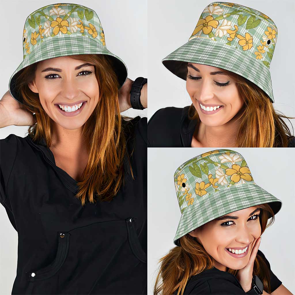 Squares Puakenikeni and Kalo Bucket Hat Turquoise Palaka Hawaiian Quilt Pattern LT9 - Polynesian Pride