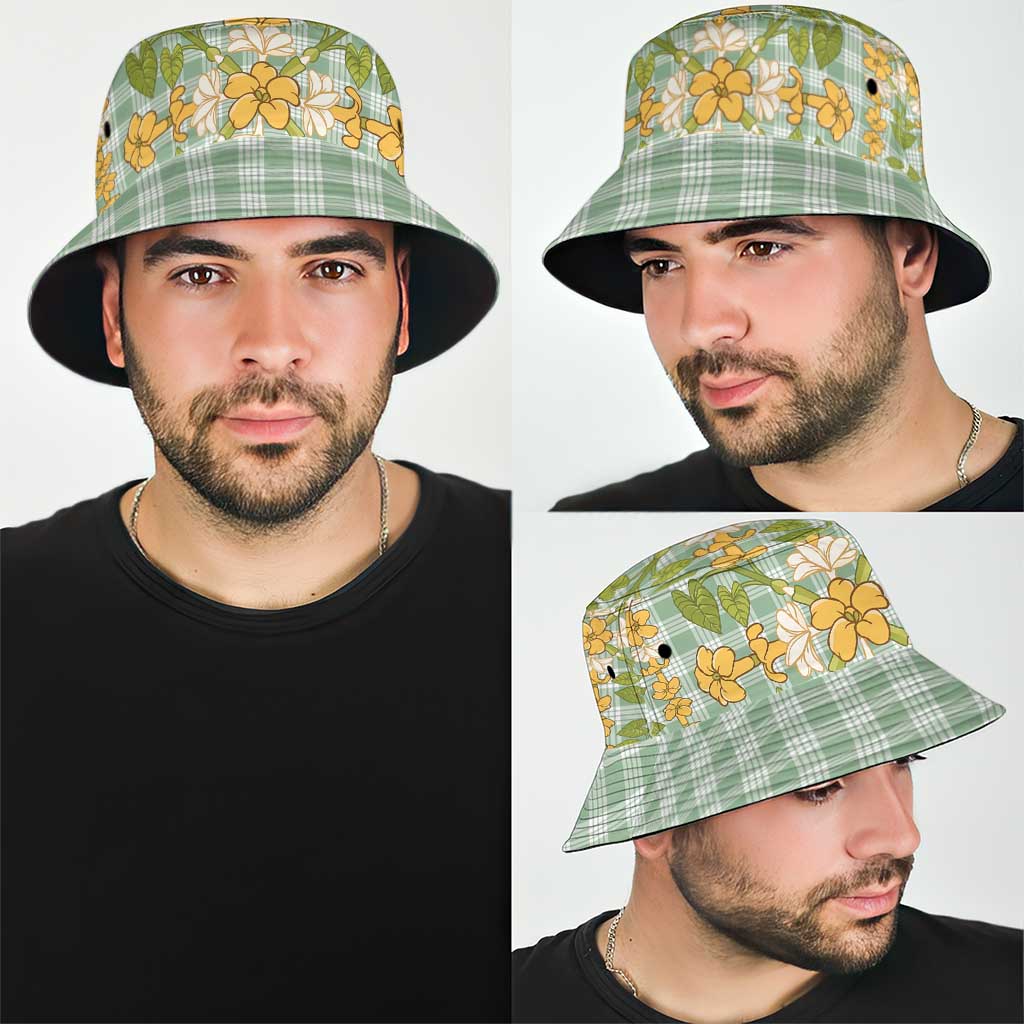 Squares Puakenikeni and Kalo Bucket Hat Turquoise Palaka Hawaiian Quilt Pattern LT9 - Polynesian Pride