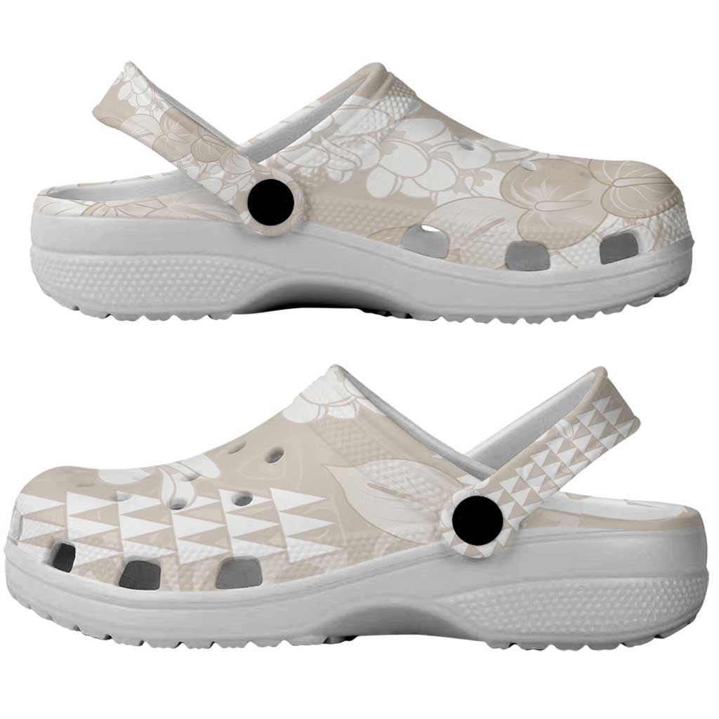 Suede Beige Hawaii Anthurium Plumeria Lei Clogs Shoes