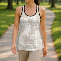 Suede Beige Hawaii Anthurium Plumeria Lei Hollow Tank Top
