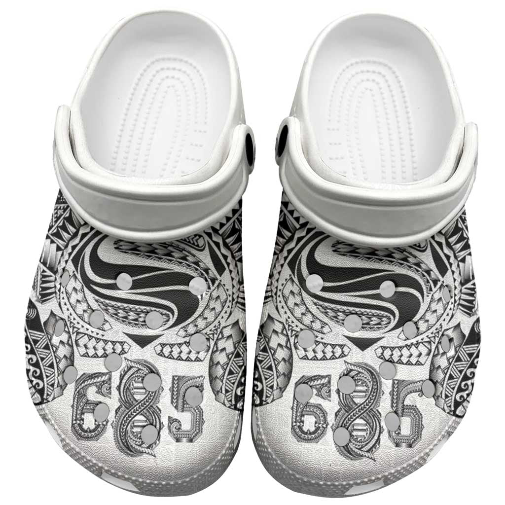 Super Samoa 685 Tribal Tattoo Clogs Shoes Siapo Pattern White Edition LT03 White - Polynesian Pride