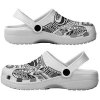 Super Samoa 685 Tribal Tattoo Clogs Shoes Siapo Pattern White Edition LT03 - Polynesian Pride