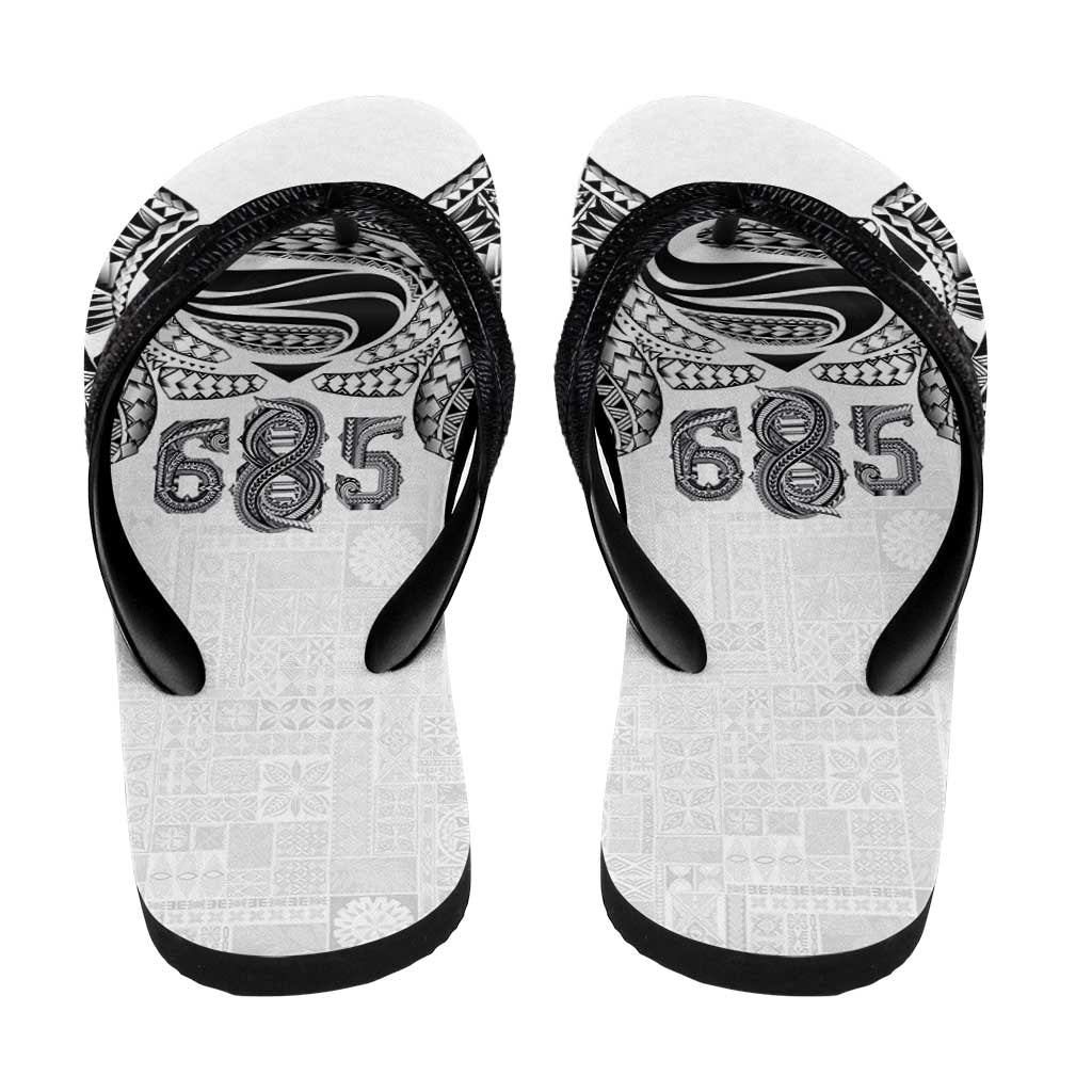 Super Samoa 685 Tribal Tattoo Flip Flops Siapo Pattern White Edition LT03 - Polynesian Pride