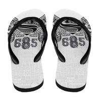 Super Samoa 685 Tribal Tattoo Flip Flops Siapo Pattern White Edition LT03 - Polynesian Pride