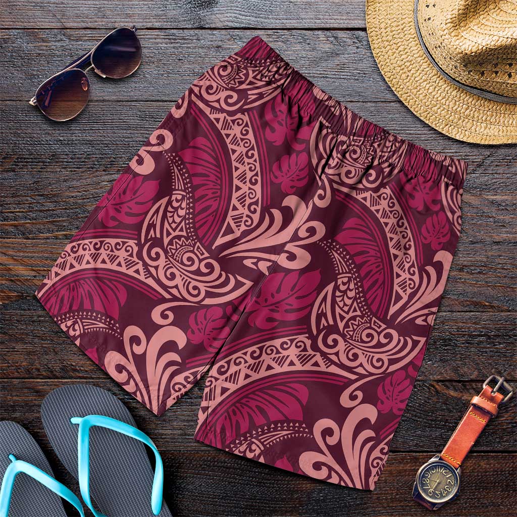 Sweet Pink Monstera Shorts for Men Polynesian Tribal Pattern LT01 Pink - Polynesian Pride